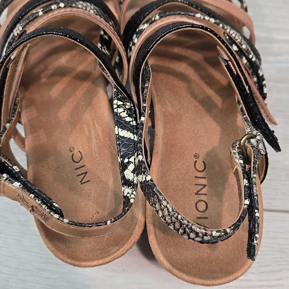 Vionic Women Tess Ray Snk Light Multi-Color Wedge Sandals Shoes Sz 8.5